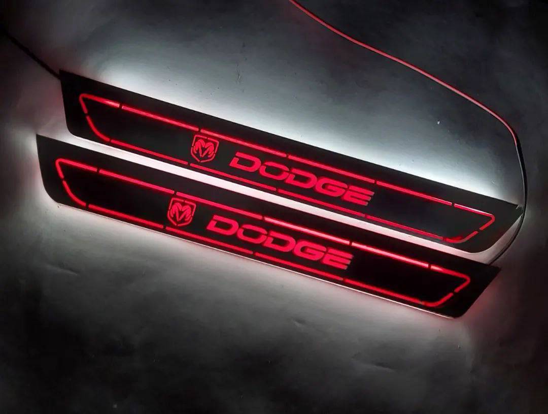 Dodge Charger 2023+ Door Sill Led Plate With DODGE Logo Dodge Led Door Sills opdesign