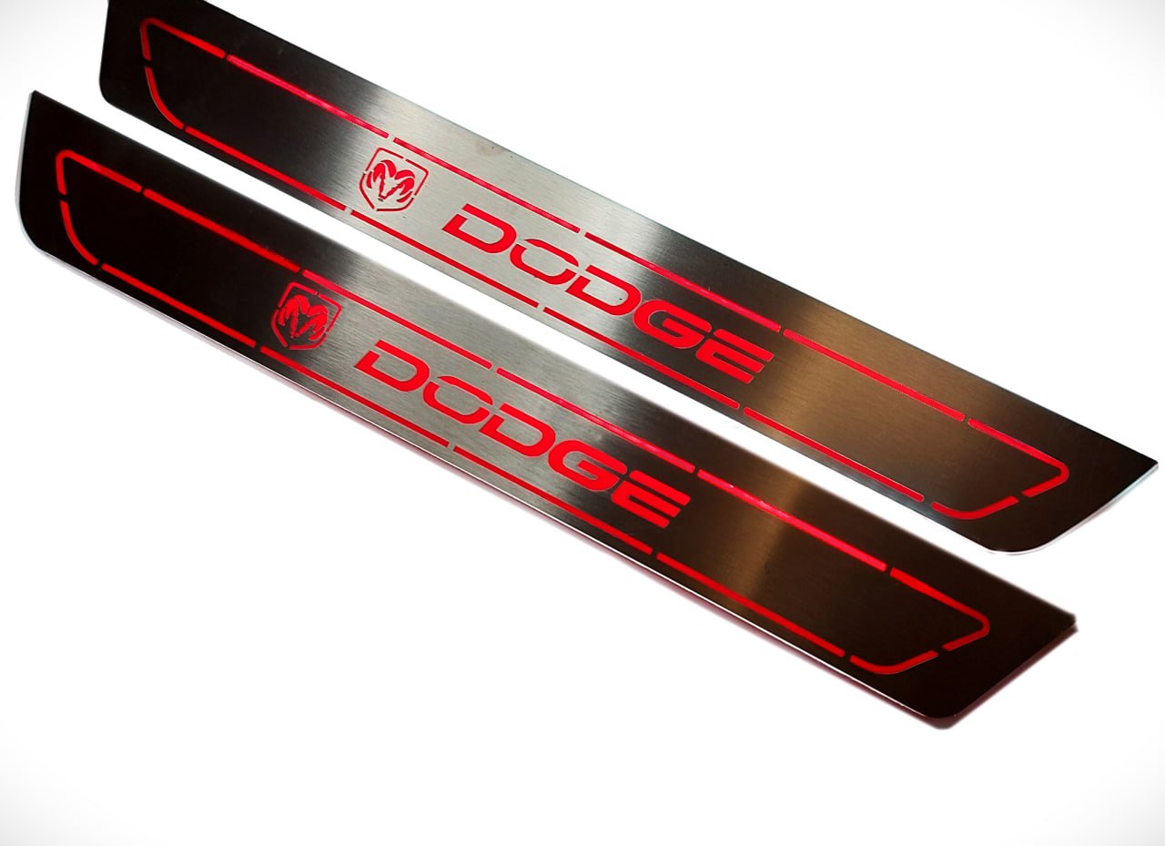 Dodge Charger 2011+ Door Sill Led Plate With DODGE Logo Dodge Led Door Sills opdesign