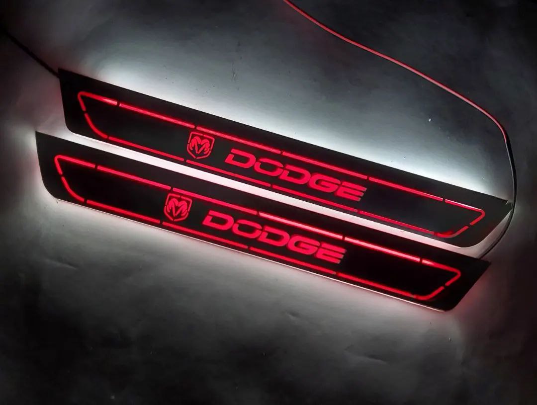 Dodge Charger 2011+ Door Sill Led Plate With DODGE Logo Dodge Led Door Sills opdesign