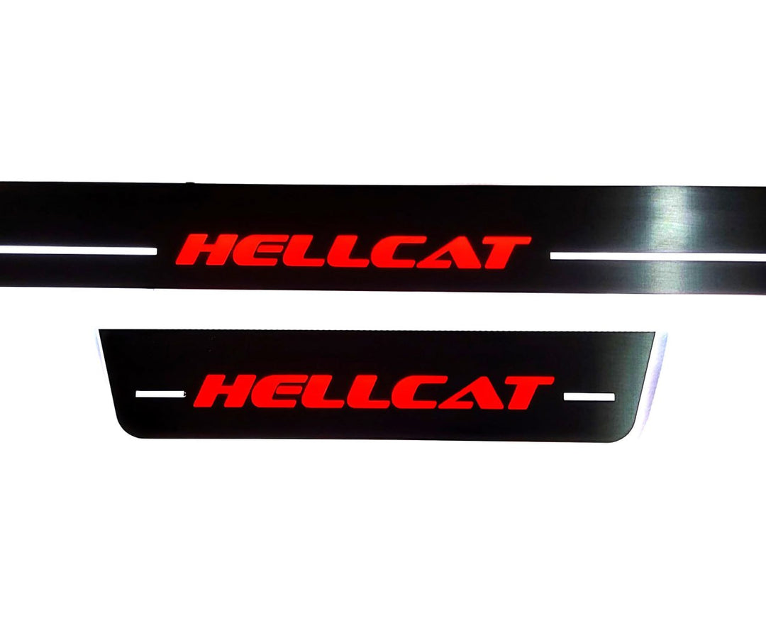 Dodge Charger 2011+ Door Sill Led Plate With HELLCAT Logo Dodge Led Door Sills opdesign