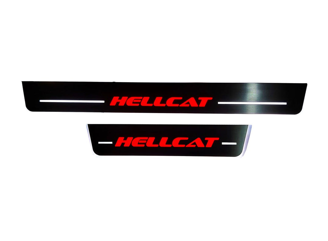 Dodge Charger 2011+ Door Sill Led Plate With HELLCAT Logo Dodge Led Door Sills opdesign