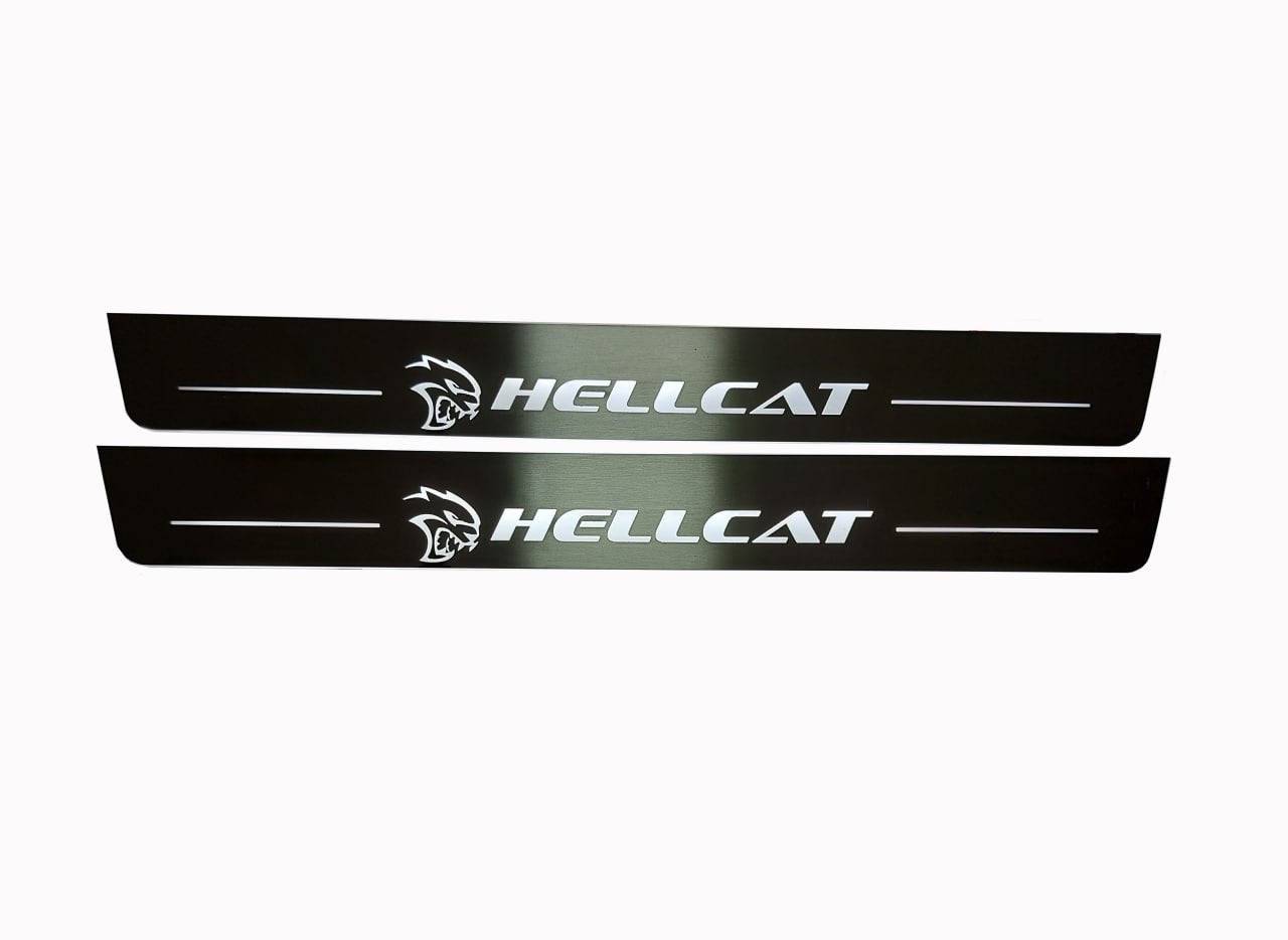 Chrysler 300C II 2011+ Door Sill Led Plate With HELLCAT Logo Chrysler Led Door Sills opdesign