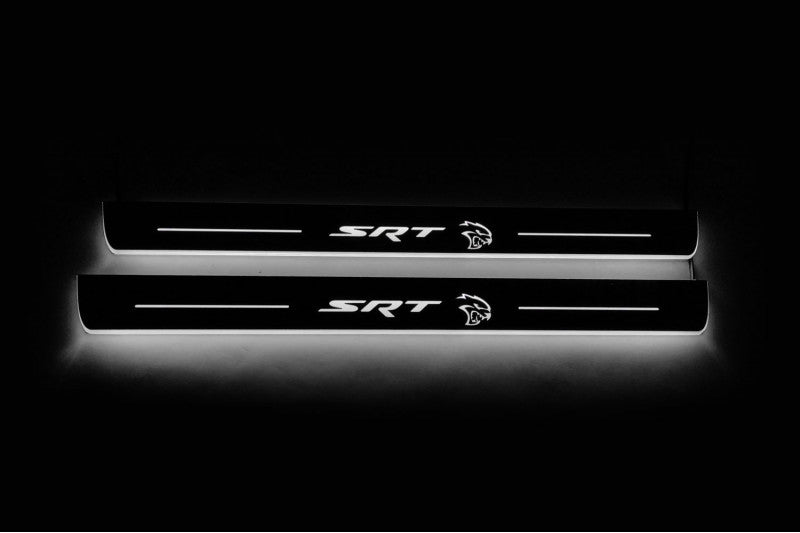 Dodge Charger 2011+ Door Sill Led Plate With Logo SRT Hellcat Dodge Led Door Sills opdesign