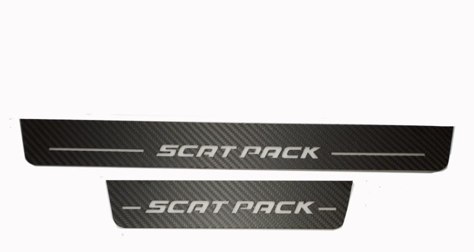 Dodge Charger 2011+ Door Sill Led Plate With SCAT PACK Logo (aviation-grade carbon fiber version) - decoinfabric