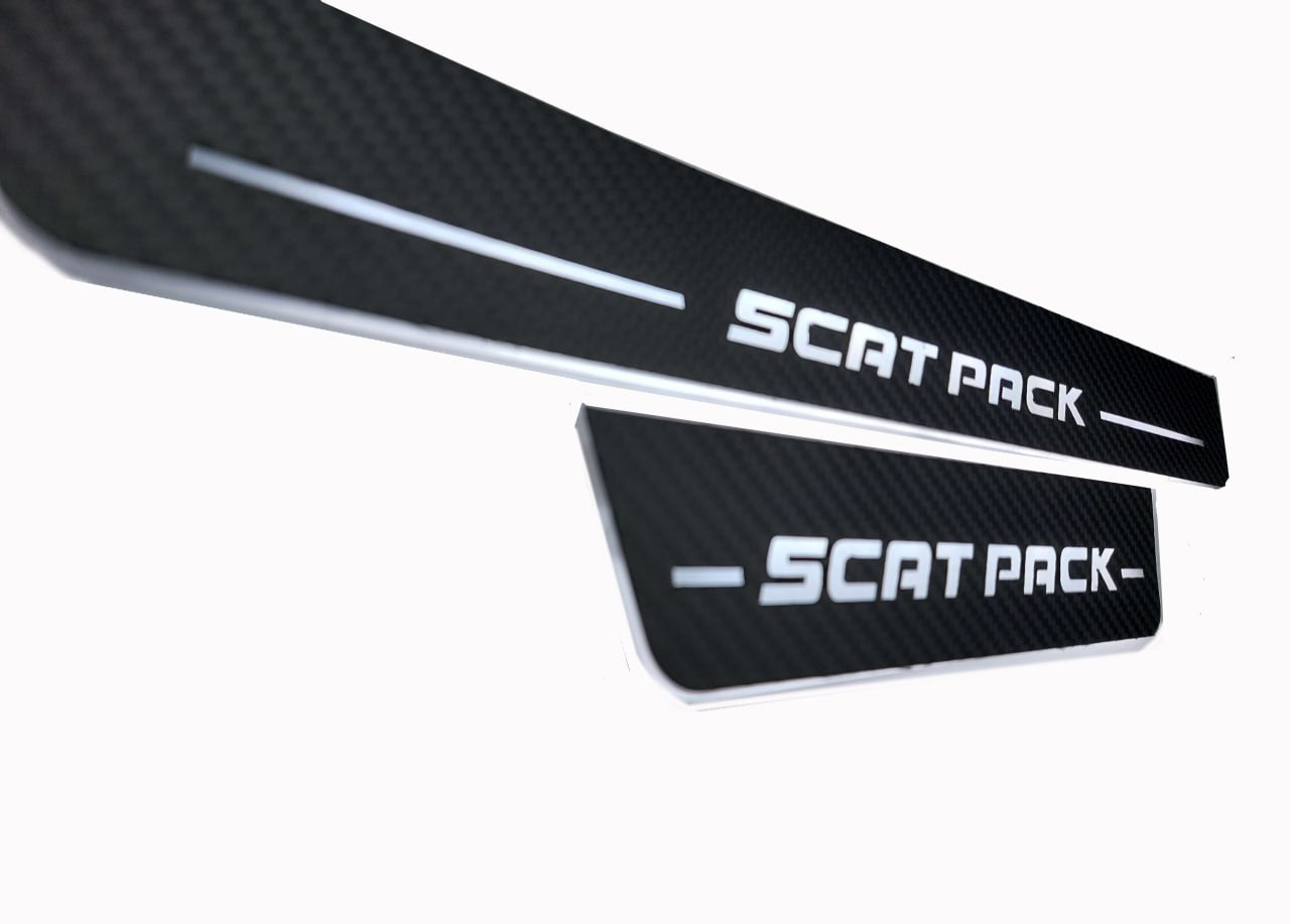 Dodge Charger 2011+ Door Sill Led Plate With SCAT PACK Logo (aviation-grade carbon fiber version)