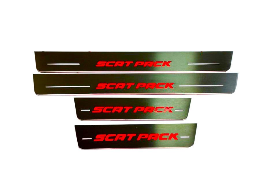 Dodge Charger 2011+ Door Sill Led Plate With SCAT PACK Logo Dodge Led Door Sills opdesign