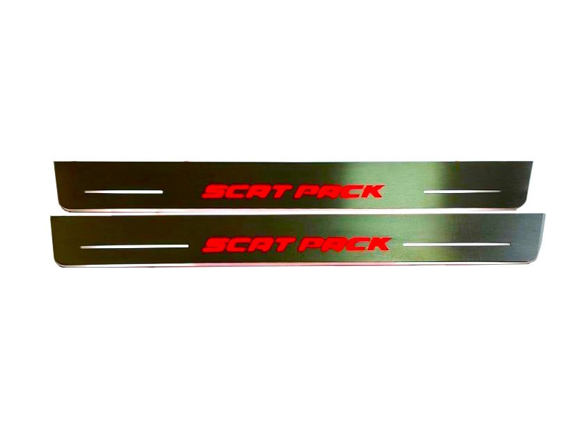 Dodge Charger 2011+ Door Sill Led Plate With SCAT PACK Logo Dodge Led Door Sills opdesign