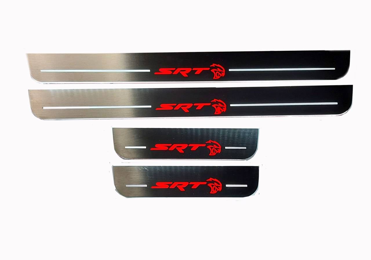 Dodge Charger 2011+ Door Sill Led Plate With SRT HELLCAT Logo - decoinfabric