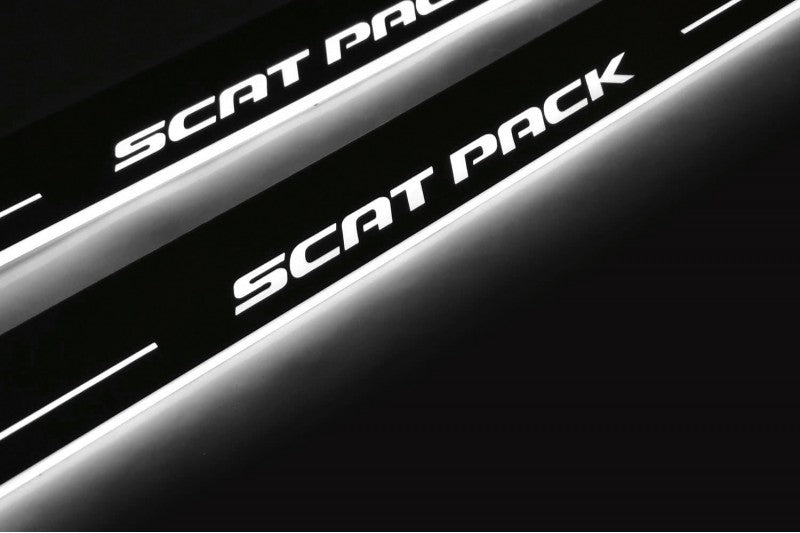 Dodge Charger 2011+ Door Sill Lights With Logo Scat Pack Dodge Led Door Sills opdesign