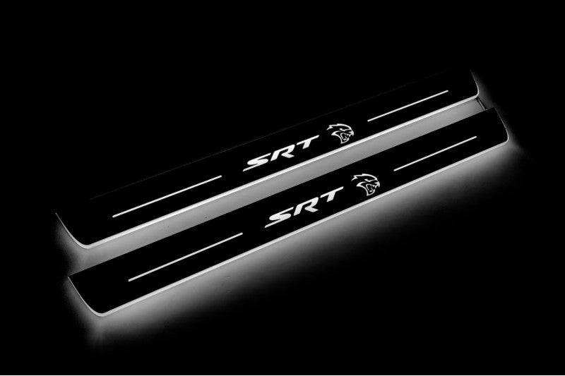 Dodge Charger 2011+ Door Sill Led Plate With Logo SRT Hellcat Dodge Led Door Sills opdesign