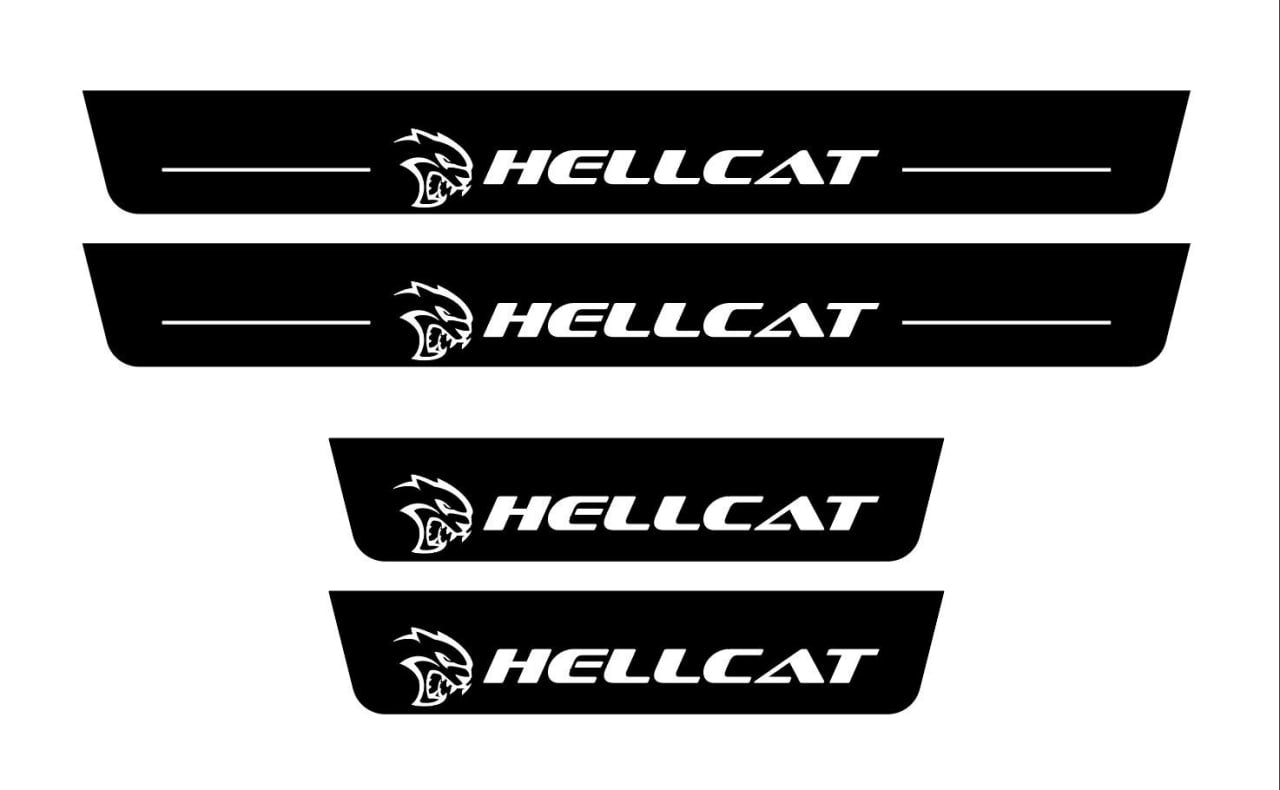 Dodge Durango III 2011+ Door Sill Led Plate With HELLCAT Logo (type 2) Dodge Led Door Sills opdesign