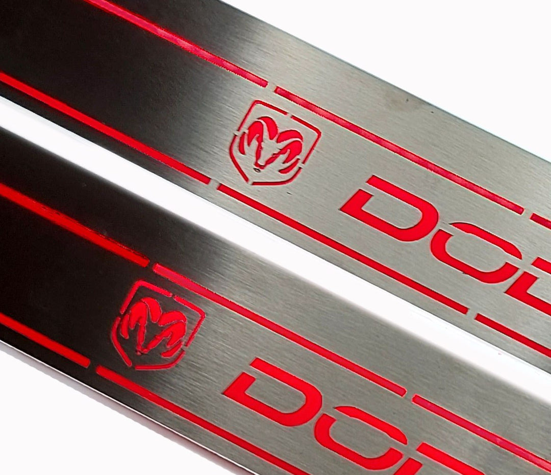 Dodge Durango III 2011+ Door Sill Led Plate With DODGE Logo Dodge Led Door Sills opdesign