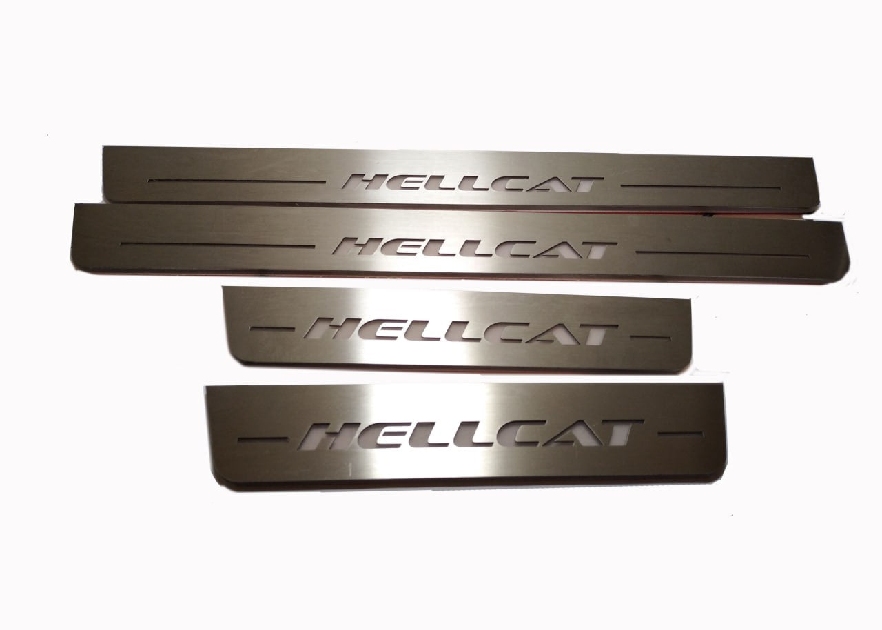 Dodge Durango III 2011+ Door Sill Led Plate With HELLCAT Logo Dodge Led Door Sills opdesign