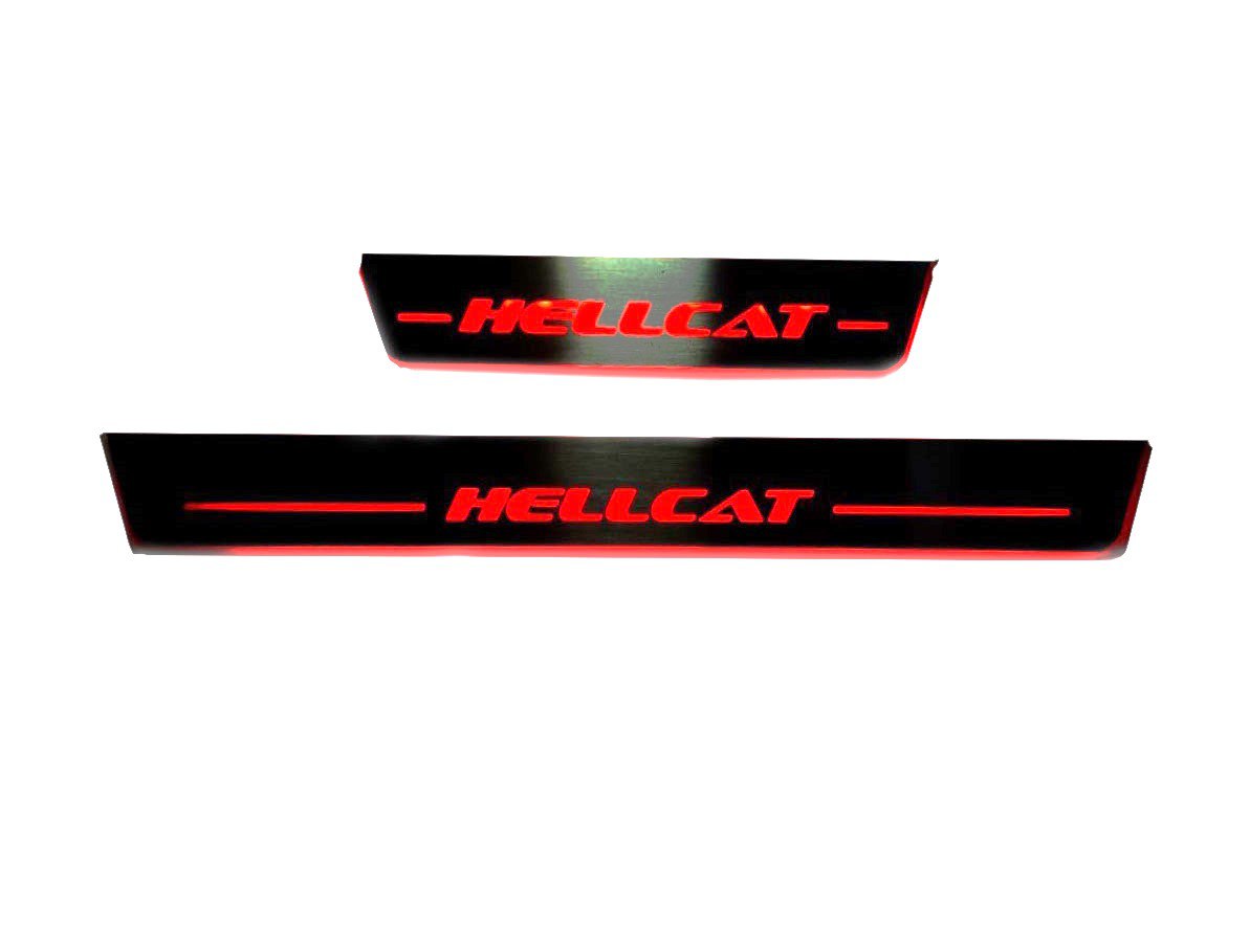 Dodge Durango III 2011+ Door Sill Led Plate With HELLCAT Logo Dodge Led Door Sills opdesign