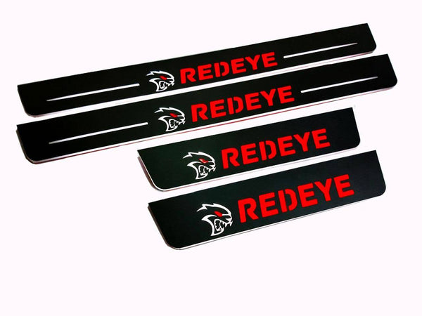 Dodge Charger 2011+ Door Sill Led Plate With SRT REDEYE Logo - decoinfabric