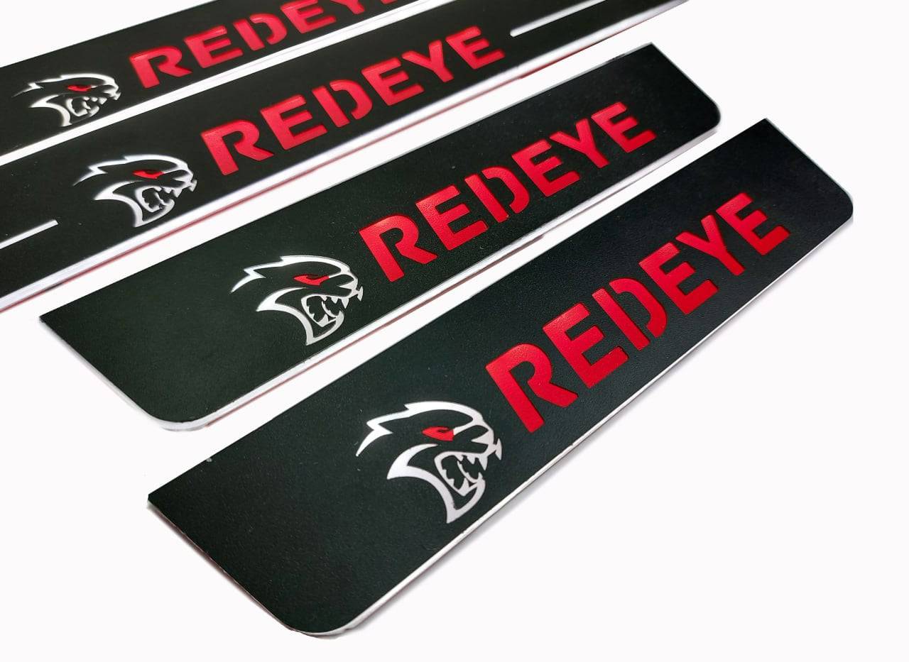 Dodge Charger 2011+ Door Sill Led Plate With SRT REDEYE Logo - decoinfabric