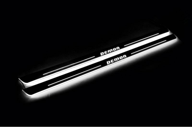 Dodge Challenger 2008+ LED Door Sill With Logo DEMON Dodge Led Door Sills opdesign