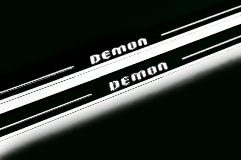 Dodge Challenger LED Door Sill With Logo DEMON - decoinfabric