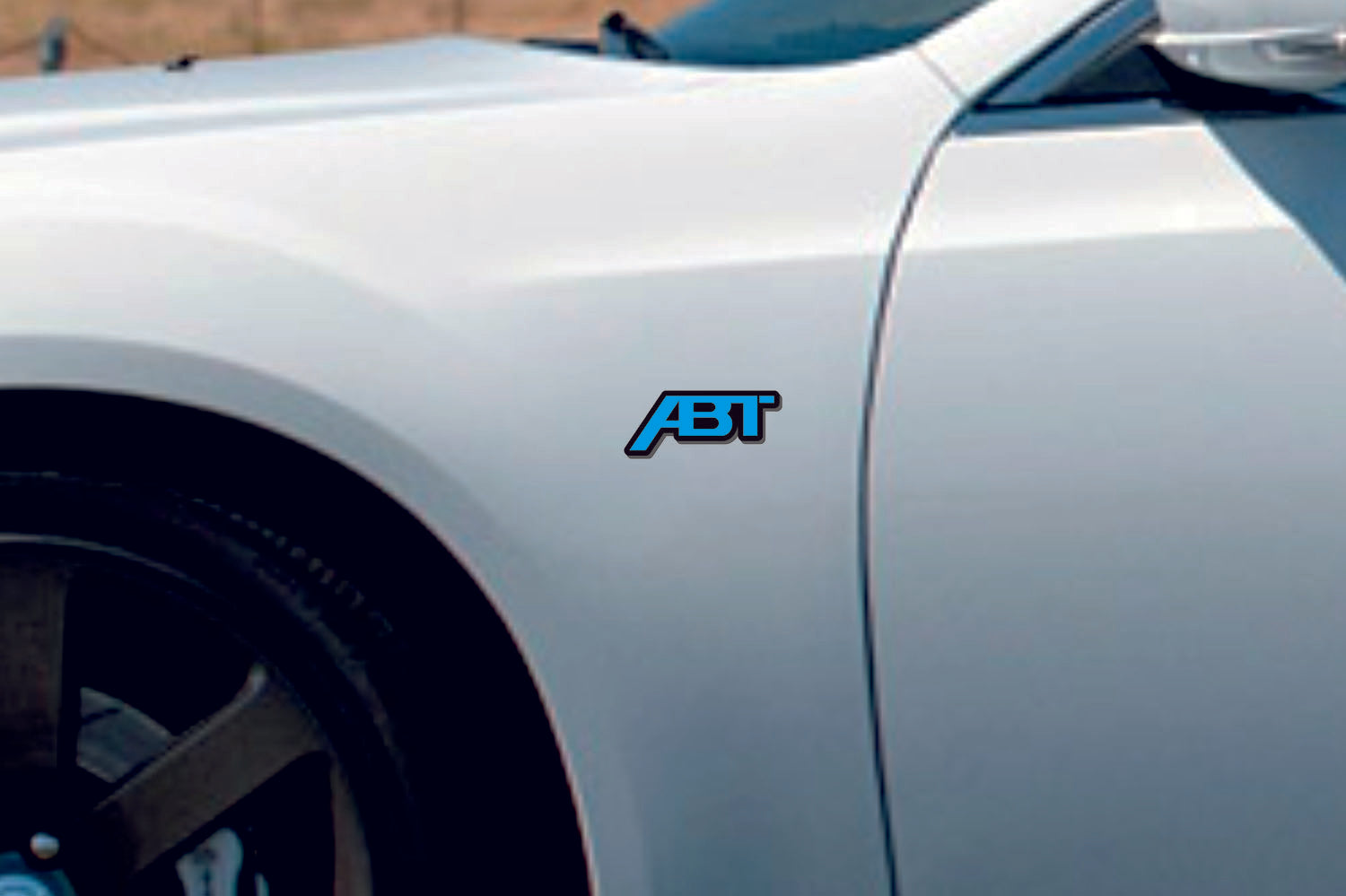 Audi emblem for fenders with Audi ABT logo fender decoinfabric BLACK LIGHT BLUE