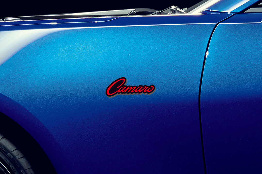 Chevrolet Camaro Emblem & Badges set with Camaro logo Chevrolet emblems decoinfabric BLACK RED
