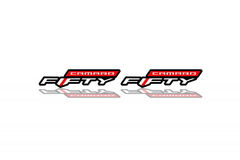 Chevrolet Camaro emblem for fenders with Fifty Camaro logo Fender decoinfabric BLACK RED