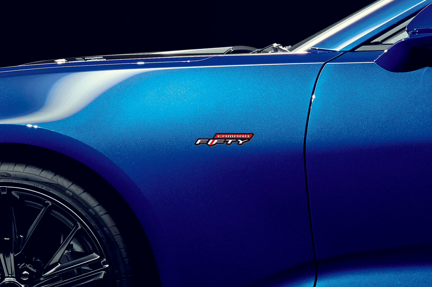 Chevrolet Camaro emblem for fenders with Fifty Camaro logo Fender decoinfabric