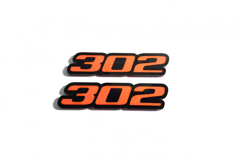 Ford Mustang Emblem & Badge Set - Grille and Tailgate 302 logo Ford emblems decoinfabric ORANGE