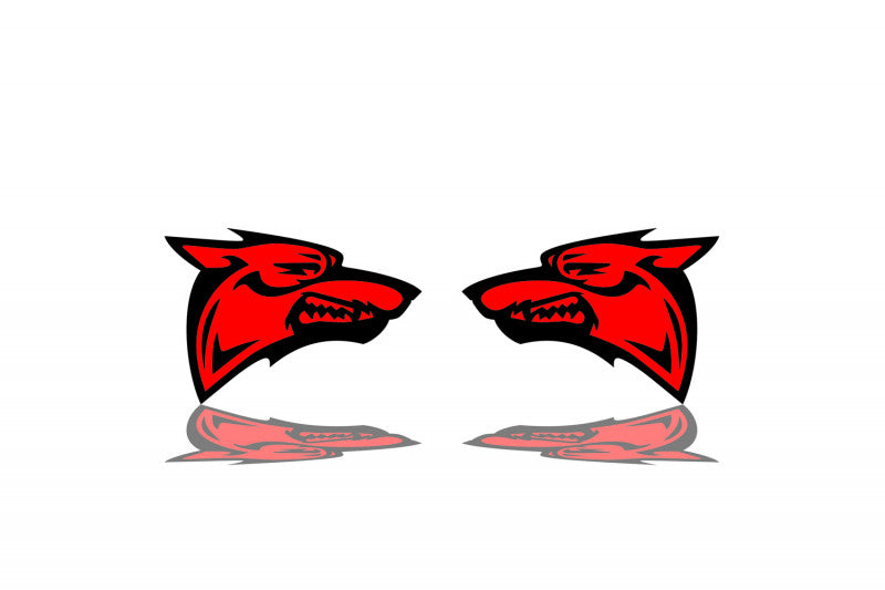 Ford Mustang emblem for fenders with Coyote logo (type 2) Ford emblems decoinfabric BLACK RED