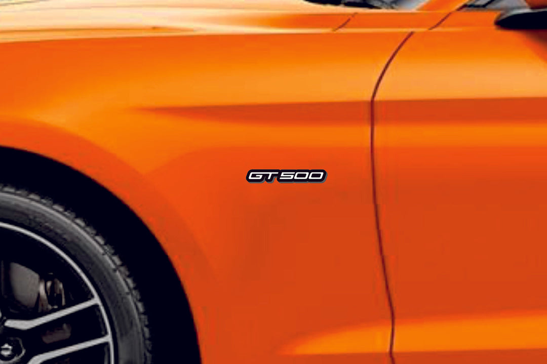 Ford Mustang emblem for fenders with GT500 logo Ford emblems decoinfabric BLACK WHITE