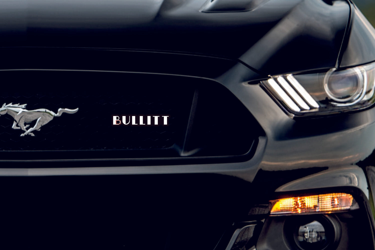 Ford Mustang Emblem & Badge Set - Grille and Tailgate Bullitt logo (Type 2) Ford emblems decoinfabric WHITE