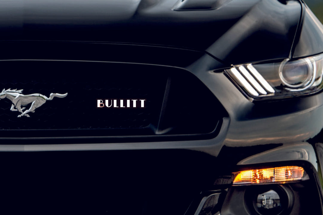Ford Mustang Emblem & Badges set with Bullitt logo (Type 2) Ford emblems decoinfabric BLACK WHITE