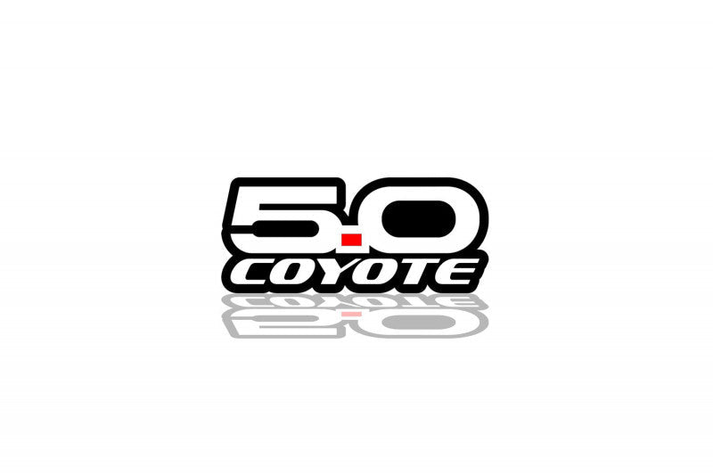 Ford Mustang Radiator grille emblem with 5.0 Coyote logo Ford emblems decoinfabric BLACK WHITE