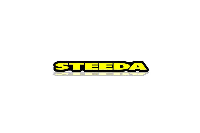 Ford tailgate trunk rear emblem with Steeda logo Ford emblems decoinfabric YELLOW BLACK