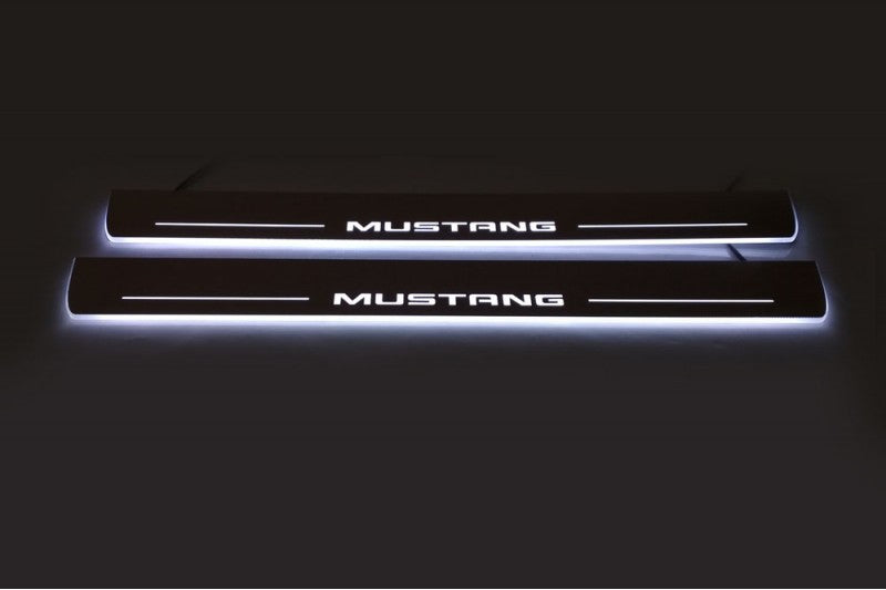 Ford Mustang VI 2015-2023 Door Sill Protectors With Logo Mustang Ford Led Door Sills opdesign