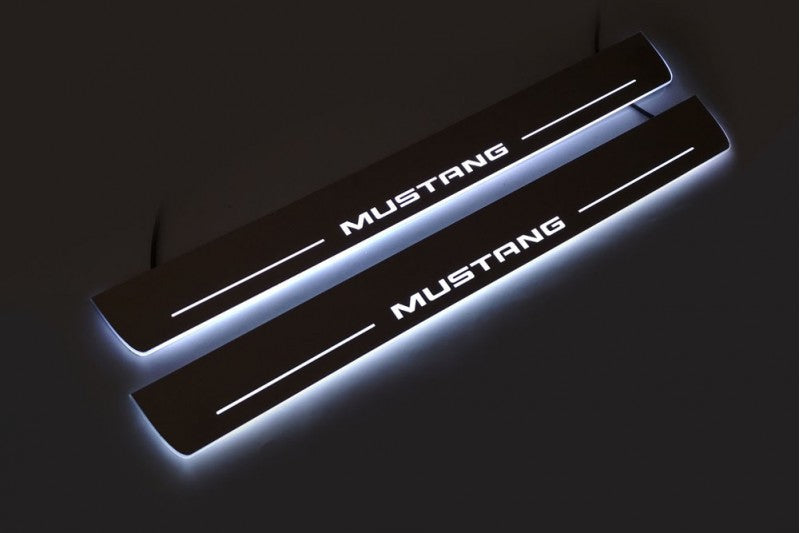 Ford Mustang VI 2015-2023 Door Sill Protectors With Logo Mustang Ford Led Door Sills opdesign