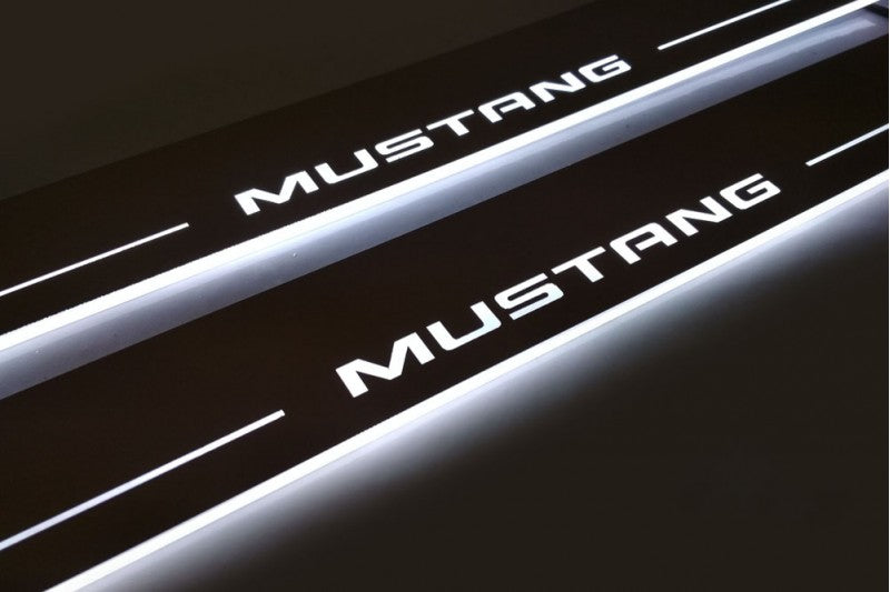 Ford Mustang VI 2015-2023 Door Sill Protectors With Logo Mustang Ford Led Door Sills opdesign