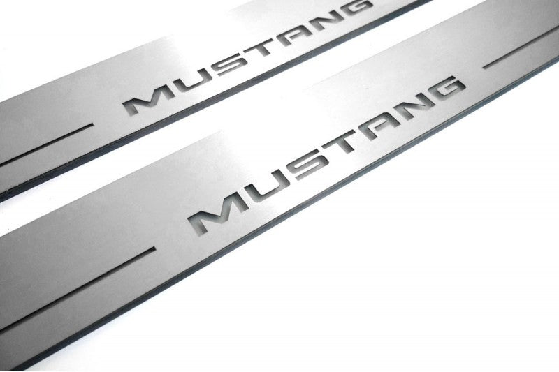 Ford Mustang VI 2015-2023 Door Sill Protectors With Logo Mustang Ford Led Door Sills opdesign