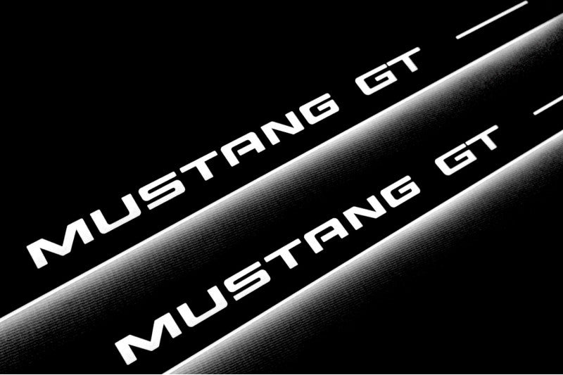 Ford Mustang VI 2015-2023 Illuminated LED Door Sill Plates With Mustang GT Logo Ford Led Door Sills opdesign