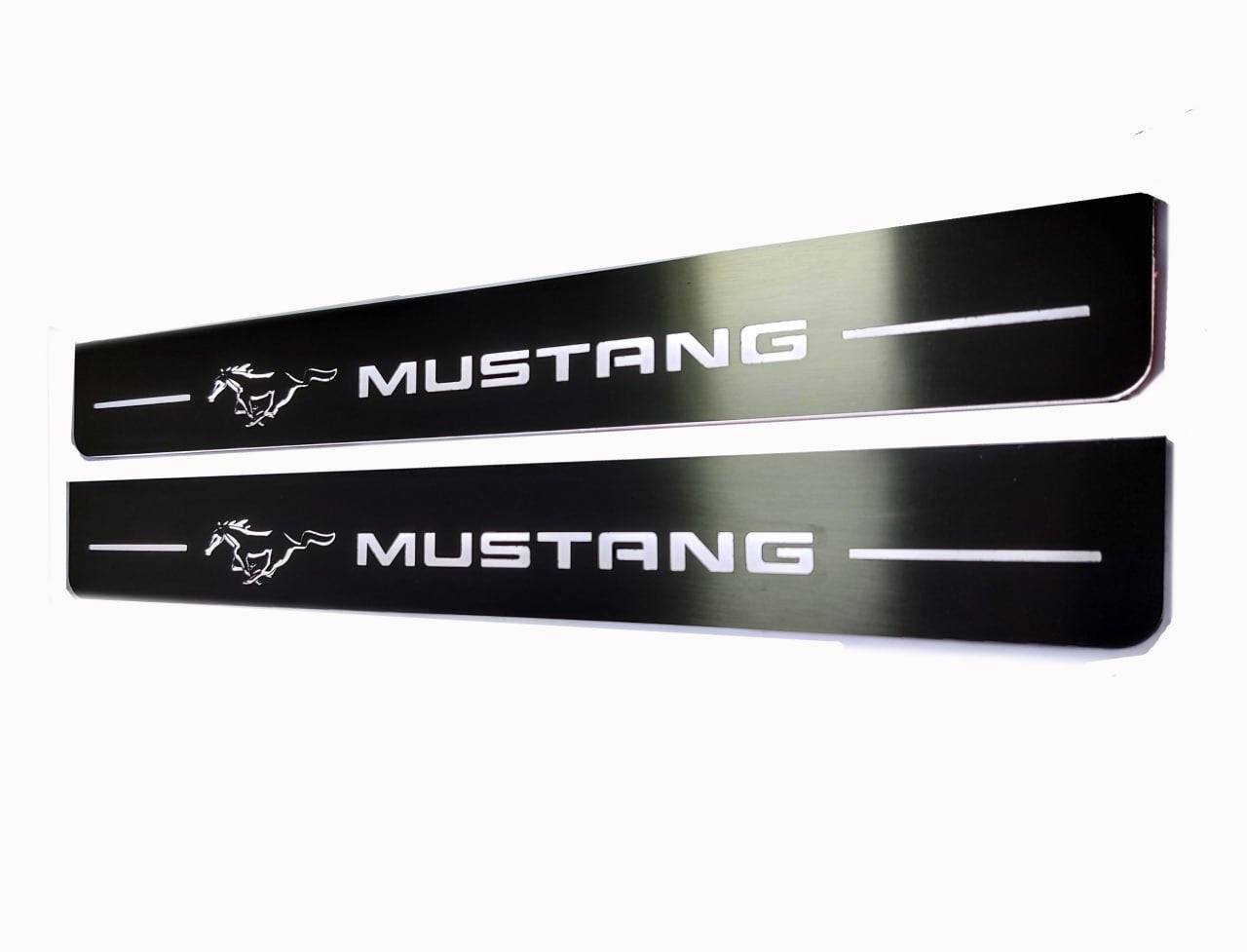 Ford Mustang VI Illuminated LED Door Sill Plates With Mustang Logo - decoinfabric