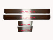 Ford Fusion II 2012-2020 LED Door Sills PRO With FUSION Logo Ford Led Door Sills opdesign FLOW FRONT+REAR STAINLESS STEEL