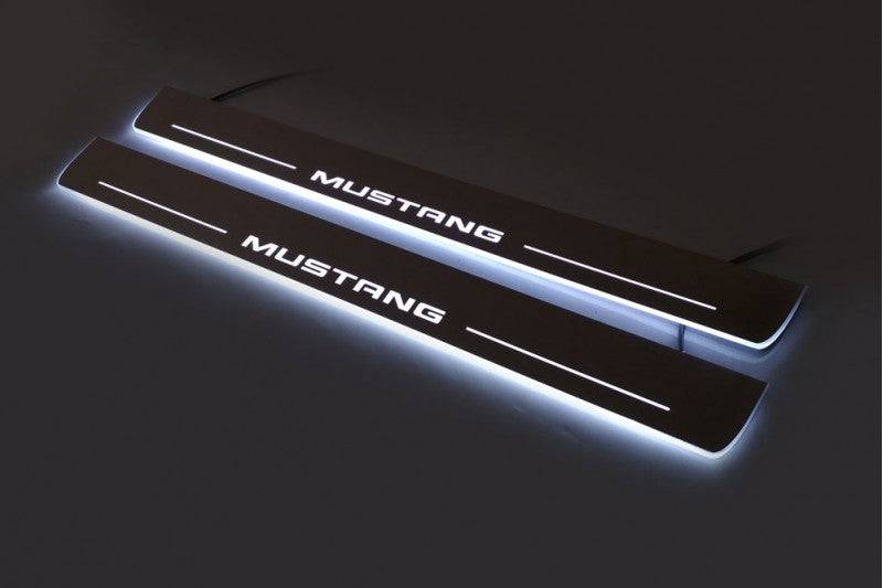 Ford Mustang VI 2015-2023 Door Sill Protectors With Logo Mustang Ford Led Door Sills opdesign