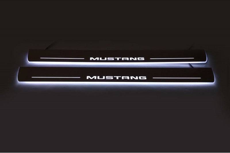 Ford Mustang VI 2015-2023 Door Sill Protectors With Logo Mustang Ford Led Door Sills opdesign