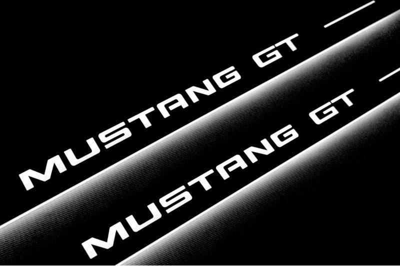 Ford Mustang V 2005-2015 Illuminated LED Door Sill Plates With Mustang GT Logo Ford Led Door Sills opdesign