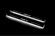 Honda HR-V II 2013-2022 Door Sill Led Plate With Logo HR-V Honda Led Door Sills opdesign WHITE FRONT STAINLESS STEEL