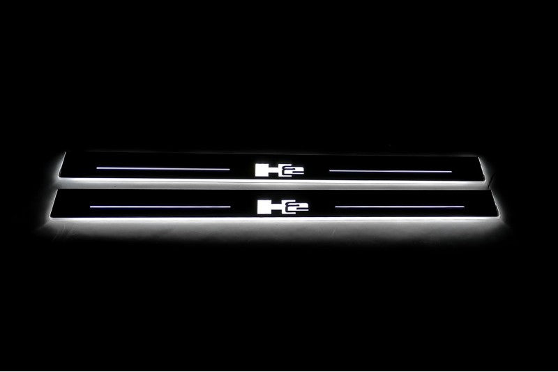 Hummer H2 2002-2009 LED Door Sills PRO With Logo H2 Hummer Led Door Sills opdesign