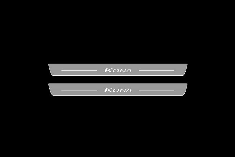 Hyundai Kona I 2017-2022 LED Door Sill With Logo Kona Hyundai Led Door Sills opdesign