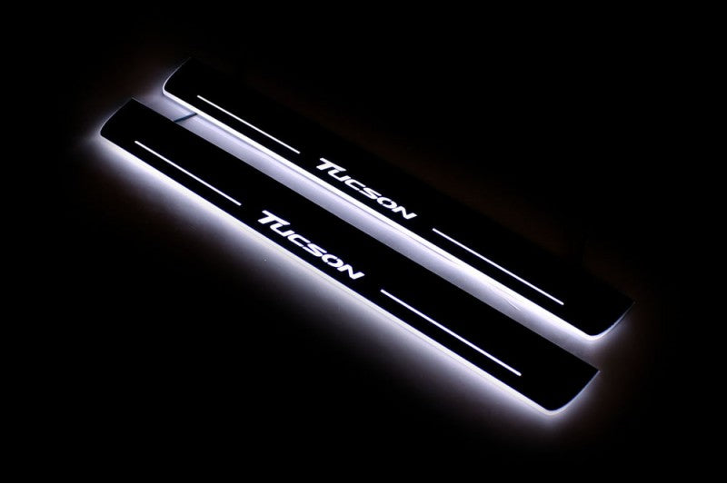Hyundai Tucson II 2015-2020 Door Sill Protectors With Logo Tucson Hyundai Led Door Sills opdesign