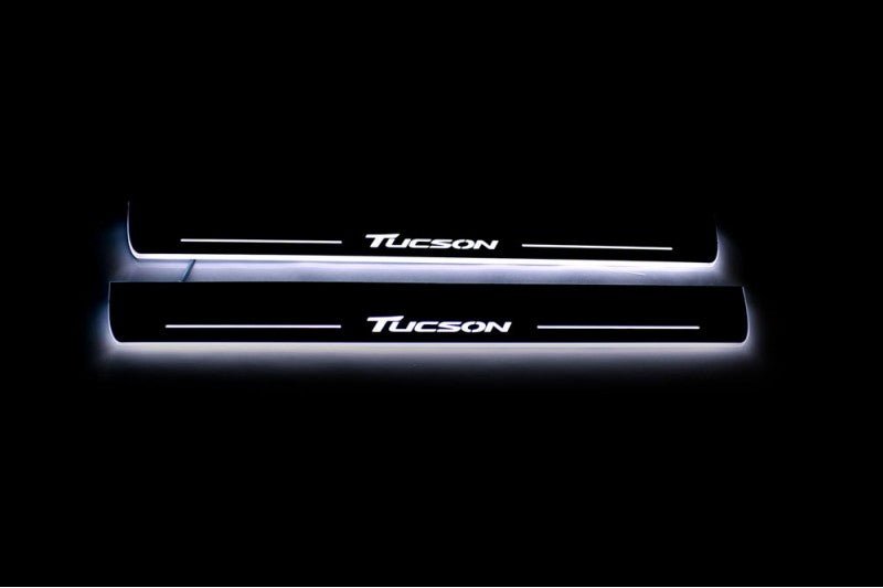 Hyundai Tucson II 2015-2020 Door Sill Protectors With Logo Tucson Hyundai Led Door Sills opdesign