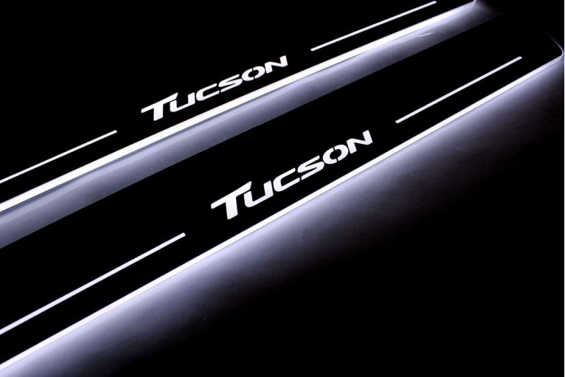 Hyundai Tucson II 2015-2020 Door Sill Protectors With Logo Tucson Hyundai Led Door Sills opdesign