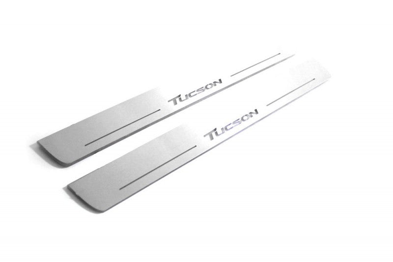 Hyundai Tucson II 2015-2020 Door Sill Protectors With Logo Tucson Hyundai Led Door Sills opdesign